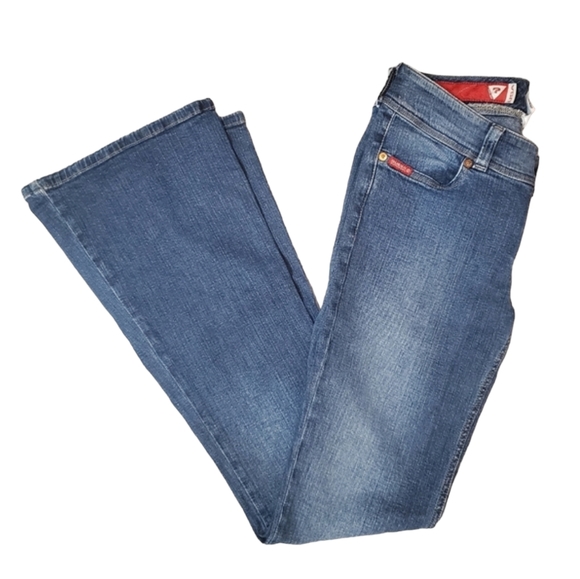 Guess Womens Dark Blue Low Rise Bootcut Jeans Size 27 - Picture 1 of 10